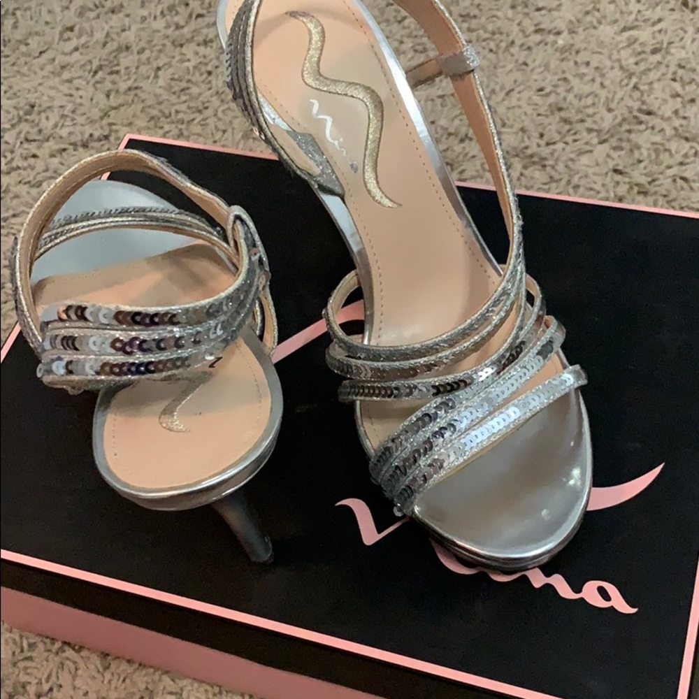 Silver Nina heels
